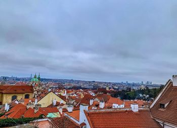 High angle view of townscape against sky