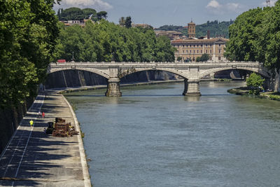 Bridge over river against sky