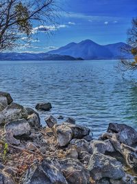 Scenic view of lake against sky