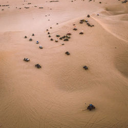 High angle view of sand dunes in desert