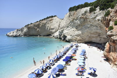 High angle view of beach against sky