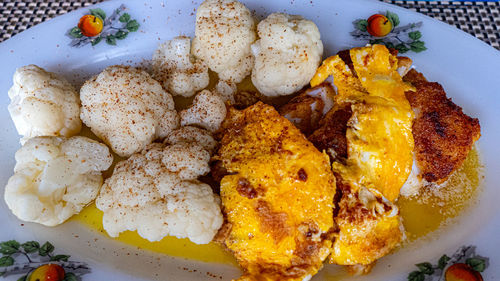 High angle view of meal served in plate