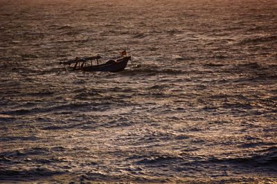 High angle view of boat in sea