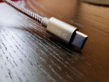 High angle view of computer keyboard on table