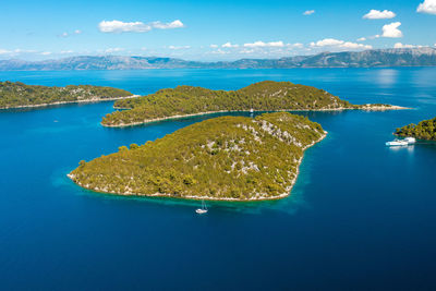 Aerial view of the coast in mljet island, the adriatic sea, croatia