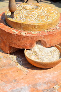 Close-up of ice cream on table