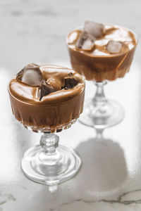 Close-up of ice cream on table