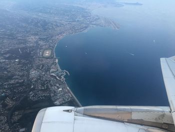 Aerial view of sea from airplane 