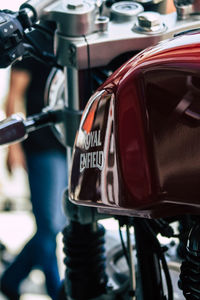 Close-up of bicycle on street