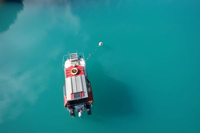High angle view of ship in sea