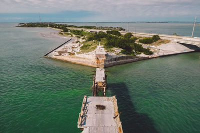 High angle view of sea against sky