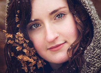 Close-up portrait of beautiful young woman