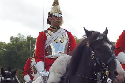 Portrait of people riding horses