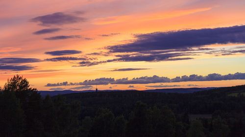 Scenic view of silhouette landscape against sky during sunset