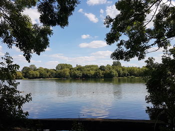 Scenic view of lake against sky