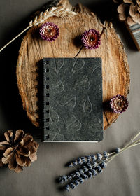 Directly above shot of christmas decorations on table
