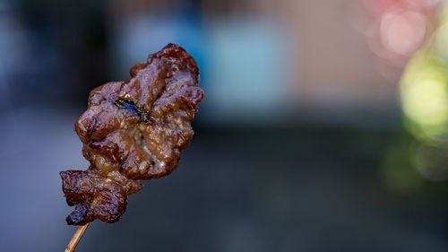 Close-up of meat on barbecue grill