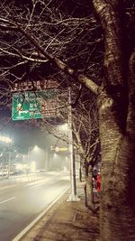 Illuminated road at night