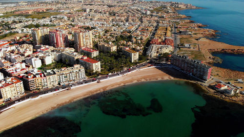 High angle view of swimming pool at beach