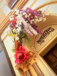 High angle view of rose bouquet in vase