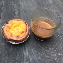 High angle view of dessert on table