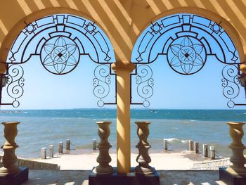 Interior of sea against clear blue sky