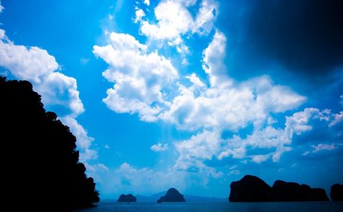 Scenic view of sea against cloudy sky