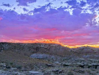 Scenic view of landscape against sky during sunset