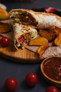 Close-up of food on table