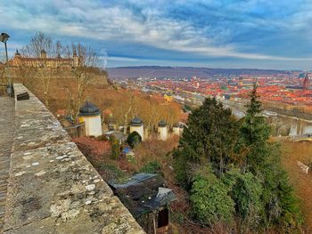 High angle view of townscape against sky