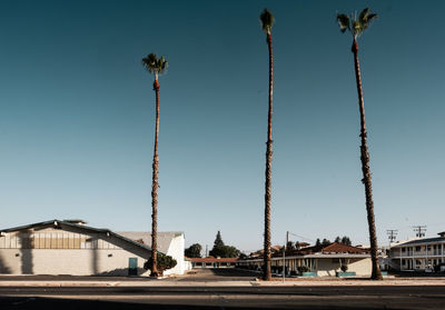 Low angle view of buildings against clear sky