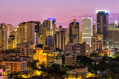 View of city at night