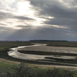 Scenic view of landscape against cloudy sky