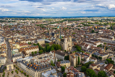 High angle view of cityscape against sky