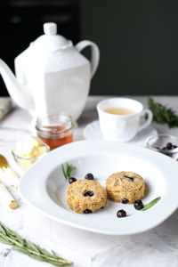 Breakfast served on table