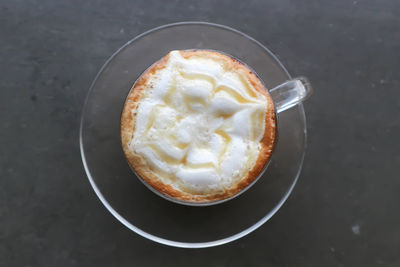 High angle view of coffee on table