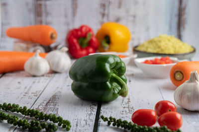 Fruits and vegetables on table