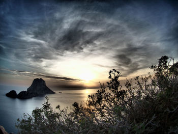 Scenic view of dramatic sky over sea