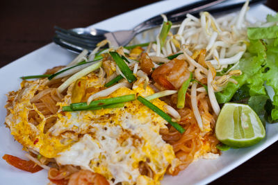 High angle view of meal served in plate