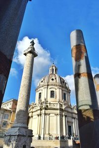 Low angle view of building against blue sky