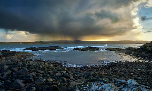 Scenic view of sea against sky during sunset