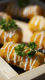 Close-up of served food in plate