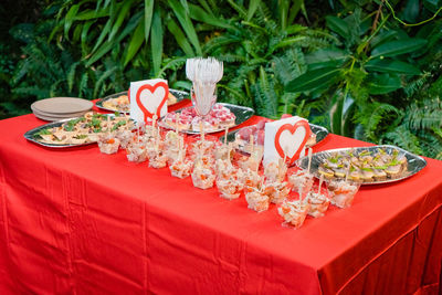 Close-up of birthday cake on table