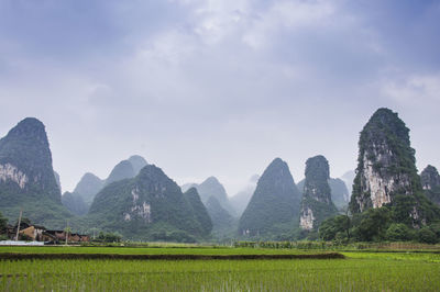 Scenic view of mountains against sky