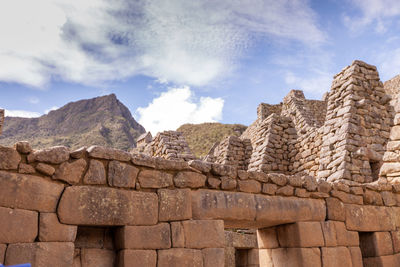 Low angle view of old ruin building