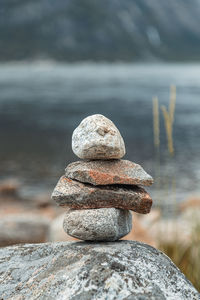 Close-up of rock, cairns