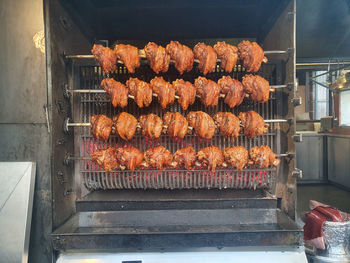 High angle view of barbecue grill at market