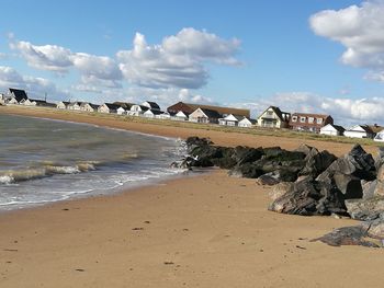 Scenic view of beach against sky