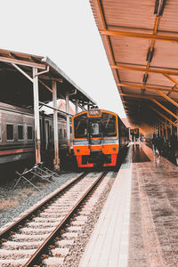 Train on railroad station platform