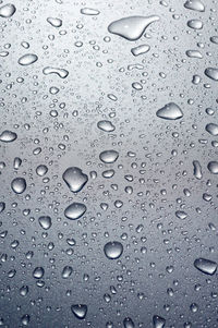 Full frame shot of raindrops on glass